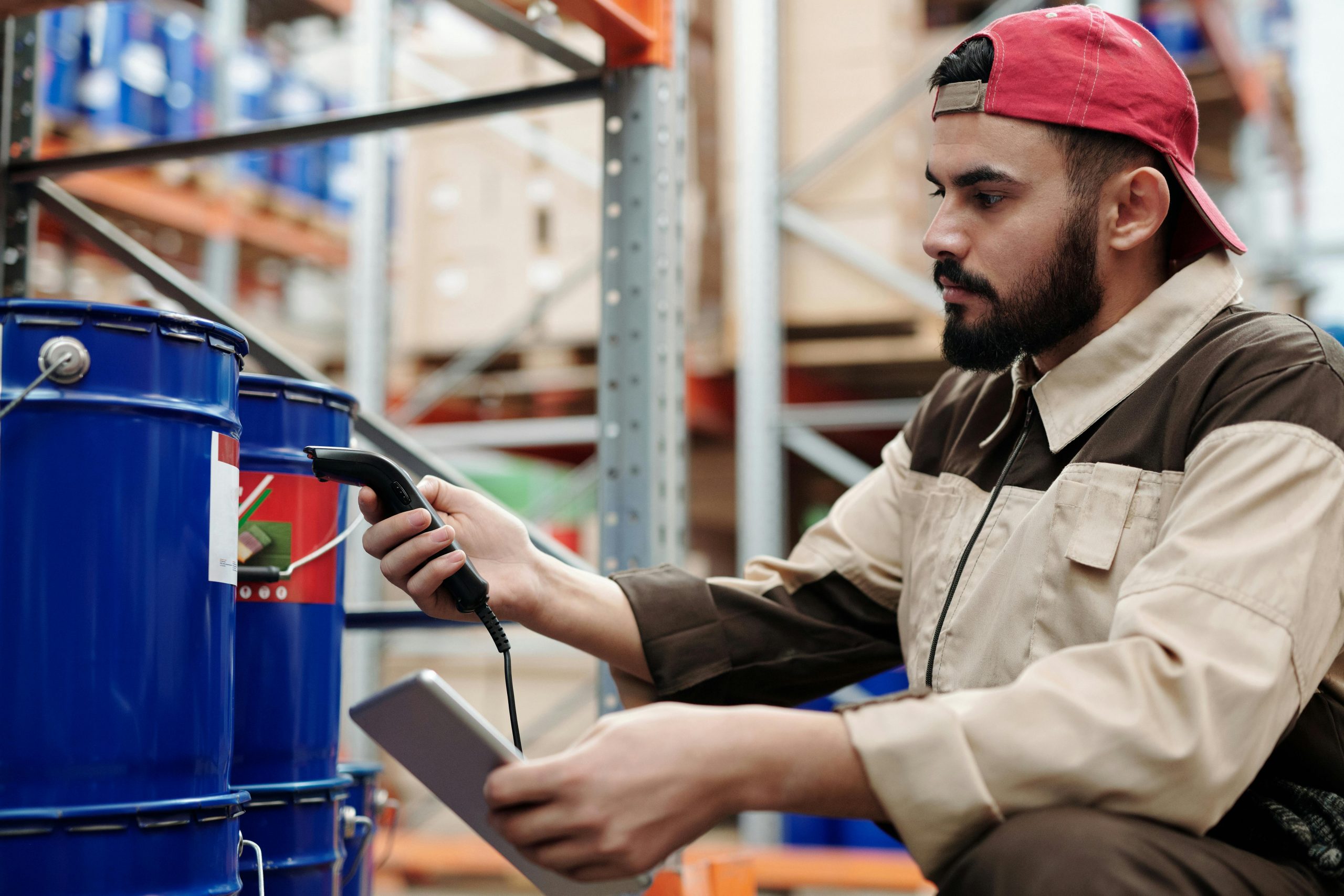 warehouse employee scanning a barcode