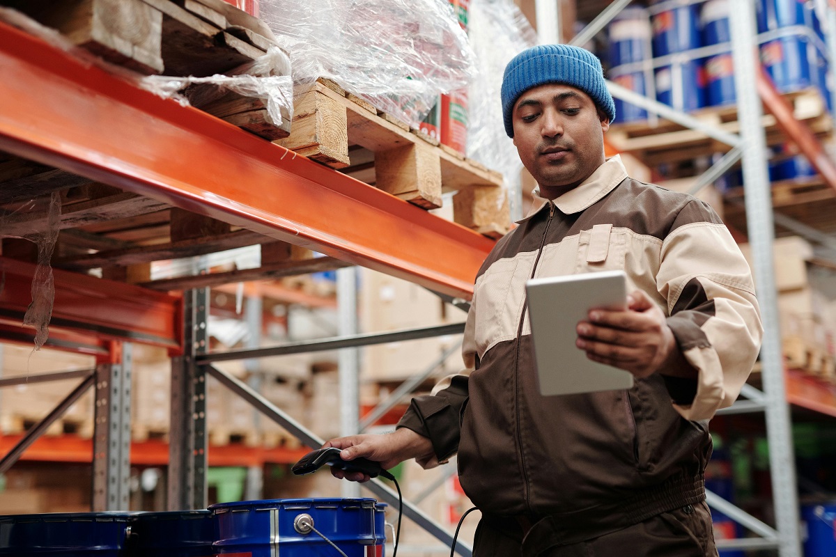 warehouse employee scanning a barcode